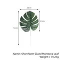 Artificial Monstera leaf with short stem, dimensions 28x51cm for home decor. - Short Pole Style (Glossy) / Dark Green