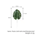 Artificial dark green Monstera leaf with 30cm stem for Hawaiian home floral decor - Small Style (Glossy) / Dark Green