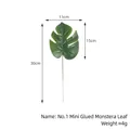 Single green artificial mini monstera leaf with 30cm stem for home decor and floral arrangements - No.1 Mini Style (Glossy) / Green