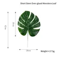 Feuille de Monstera artificielle pour décoration, tige courte, 42 cm de longueur - Style Revêtement Colle Tige Courte / Vert foncé