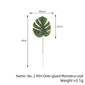 Artificial rubberized mini monstera leaf stem for tropical decor, 29cm total length - No.2 Mini Style (Glossy) / Green