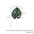 Artificial large dark green silk Monstera leaf for home decor flower arrangements 38.5cm - Large Style (Matte) / Dark Green