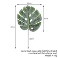 Artificial Monstera leaf with holes, 47cm large dark green faux tropical foliage - Large With Holes (Glossy) / Dark Green