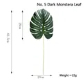 Grande feuille de monstera artificielle vert foncé n° 5 avec tige de 62,5 cm décor - Style Revêtement Colle Foncé No. 5 / Vert foncé