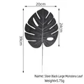 Large artificial silver-black Monstera leaf for tropical flower arrangement decoration - Large Style (Matte) / Silver Black