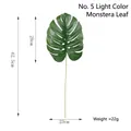 Feuille de Monstera artificielle vert clair avec longue tige, 62,5 cm de longueur, décor - Style Revêtement Colle Clair No. 5 / Vert clair