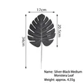 Silver-black medium artificial Monstera leaf with dimensions 17x34cm. - Medium Style (Matte) / Silver Black