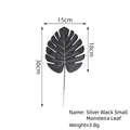 Silver-black small artificial Monstera leaf for tropical flower arrangements - Small Style (Matte) / Silver Black