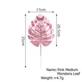 Medium pink artificial monstera leaf for home decor, 35cm total height - Medium Style (Matte) / Pink