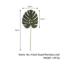 Dark green artificial monstera leaf with dimensions 70cm total length and 34.5g weight - No.4 Style (Glossy) / Dark Green