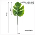 Petite feuille de Monstera artificielle avec tige de 30 cm pour décoration d'intérieur - Style Revêtement Colle Mini No. 1 / Vert foncé