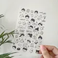 Transparent PVC sticker sheet with cute cartoon facial expressions and icons - Little Mischief