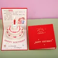 Handmade 3D pop-up birthday card with a strawberry cake design and red greeting cover - Style C