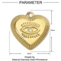 Vue détaillée des paramètres d'un pendentif œil maléfique en forme de cœur plaqué or - Style Cœur Œil Protecteur (YE367) / 1 Pièce