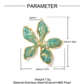 French vintage green enamel five-petal flower pendant parameter guide with ABS pearl accents - Green Pearl Decor Flower Pendant (YK339-2) - Pendant Only (Without Chain)