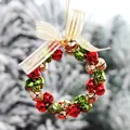 Piccola ghirlanda di Natale con campanelli rossi, verdi e oro e un bel fiocco - Taglia S / Rosso Verde Oro