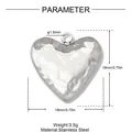 Macro view of 18mm heart-shaped stainless steel pendant with specific size labels - Hammered Heart (YK256-1) / Silver