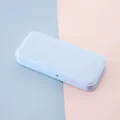 Minimalist light blue portable plastic pencil box for school students stationery storage - Light Blue