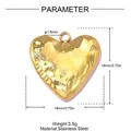 Macro view of gold hammered heart pendant with detailed size and weight dimensions - Hammered Heart (YK256-2) / Gold