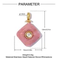 Gedetailleerde maat- en gewichtsparameters voor hanger van roze natuursteen en rvs - 13x10mm / Roze Ruit (YK247-2)