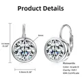 Detaillierte Abmessungen für D-Farbe VVS1 Moissanit-Ohrringe aus 925er Sterling Silber - 2 Carat Set / Silber