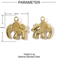 Vue détaillée du produit avec les paramètres du pendentif éléphant doré de 13x14 mm. - Style Éléphant (YE369) / 1 Pièce