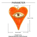 Detailed size specifications for the orange heart evil eye stainless steel pendant - Heart Evil Eye - Orange (YK178-1)