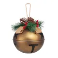 Vintage iron jingle bell Christmas ornament with pine cones and star cutouts - Style A Bronze Star Bell / 30x21cm