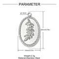 Detailed technical dimensions and weight specs of the oval stainless steel leaf pendant - Embossed Leaf Oval (YK257-1) / Silver