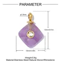 Detail van amethist ruit hanger met roestvrijstalen afmetingen en strass steentje - 13x10mm / Paarse Ruit (YK247-3)