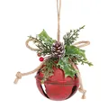 Rustic vintage red iron Christmas jingle bell ornament with artificial pine cone and berries - Style D Small Red Vintage / 14x8.5cm