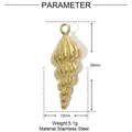 Vue détaillée du pendentif coquillage en acier inoxydable doré, 28mm x 10mm - Style Conch Spirale (YE370) / 1 Pièce