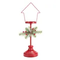 Portacandele natalizio in ferro rosso a forma di casa con decorazioni festive - Taglia L / Rosso
