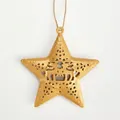 Decorazione natalizia a forma di stella dorata traforata Stile B con motivo a teschio - Stile B Stella Alce