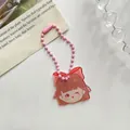 Cute cartoon girl acrylic keychain with pink ball chain and butterfly clasp accessory - Bow Girl