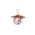 Large silver vintage Christmas jingle bell ornament with star cutout and festive ribbon - Style B Large Snow Effect / 20x14cm