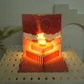 3D pop-up λαμπερή κάρτα γενεθλίων καρδιά με ζεστό εφέ φωτισμού LED για γιορτινές μέρες - Φωτεινό / Κόκκινο