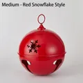 Medium red metal Christmas jingle bell ornament with snowflake cutout - Snowflake Style Medium Red