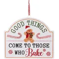 Festive Christmas tin sign featuring a gingerbread man and baking-themed quote decor. - Gingerbread Man Bake Style / White