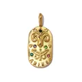 Vintage Aries zodiac gold-plated stainless steel oval pendant with colorful stones - Aries (YK244-1)