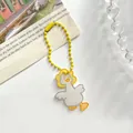 Schattige witte eend acryl sleutelhanger met gele kogelketting voor klein geschenk - Running Duck