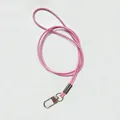 Pink checkered neck lanyard with metal clip for mobile phones and ID card holders - Pink