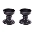 Set di 2 portacandele retrò europei in ferro nero opaco per decorazioni e matrimoni. - 2 Pezzi/Set / Nero