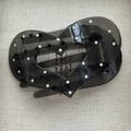 Macro view of translucent heart hair claw clip featuring black and white polka dot patterns - Heart Shape Duck Clip / Black White Polka Dot