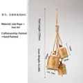 Distressed gold metal cow bells hanging decoration with jute rope for garden - #001 Indian Bell Series Snow Effect