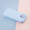 Cute minimalist light blue portable pencil box featuring a cartoon bear and peach design - Peach Bear