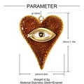 Detail view of heart evil eye pendant with size and material parameters - Heart Evil Eye - Brown (YK178-3)