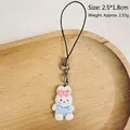 Cute white resin rabbit charm with pink bow and blue overalls for phones and bags - 2.5x1.8cm / White Rabbit