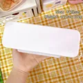 Estuche blanco de doble capa con gran capacidad para estudiantes, organizador de mesa - Blanco