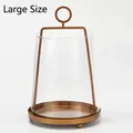 Large vintage glass windproof candle holder with gold metal base for wedding decor - L